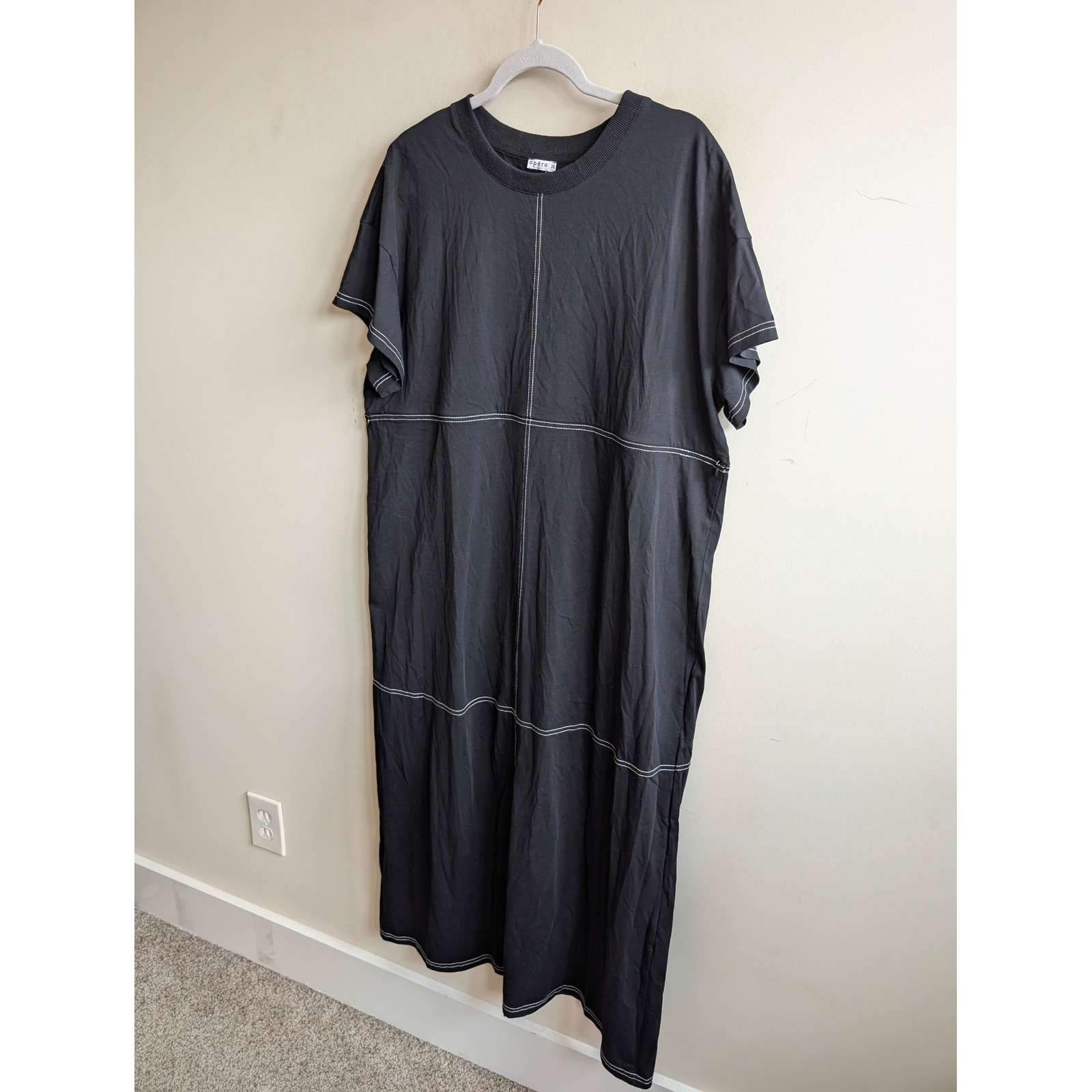 Apero Miro Contrast Panel Midi Tee Dress Black-White Maternity Plus Size 3x 14 — image 6 of 8